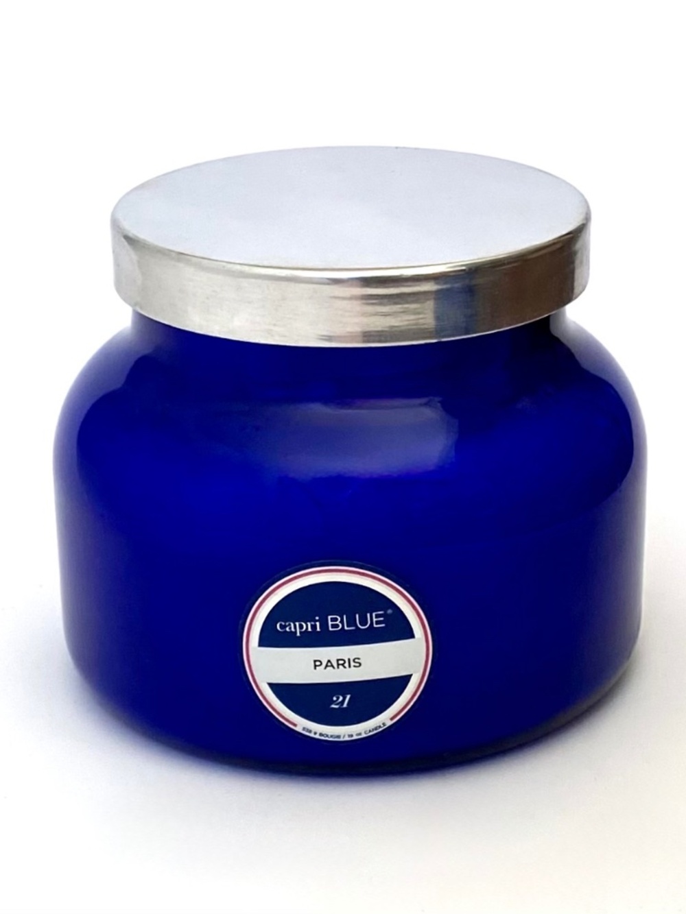 Anthropologie Capri Blue *EMPTY* 19 Oz BLUE Signature Jar w/SILVER Lid *PARIS*